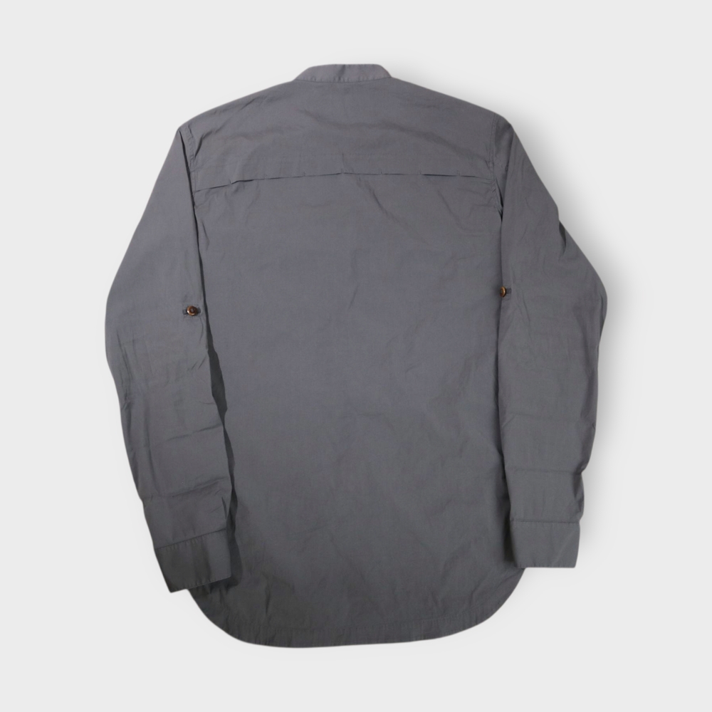 VOLLEBAK Mens M Grey-Green Equator Shirt Stand-up Collar Vents Roll-Tab Sleeves - Picture 6 of 9